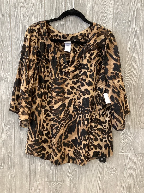 Top 3/4 Sleeve By Clothes Mentor In Animal Print, Size: 1x