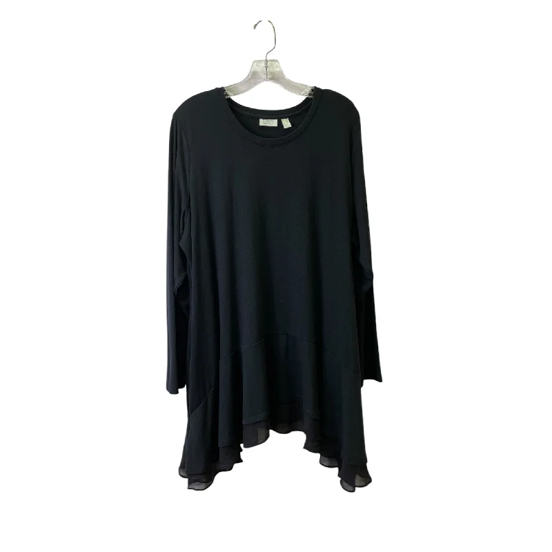 Tunic 3/4 Sleeve By Logo In Black, Size:2X