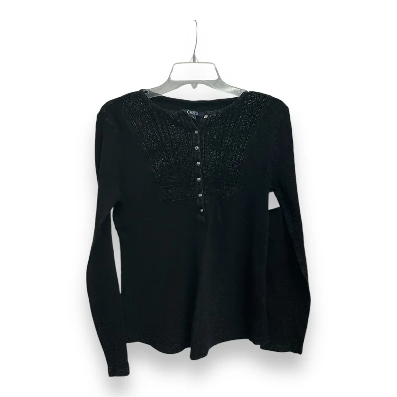 Top Long Sleeve Basic By Chaps In Black, Size: M