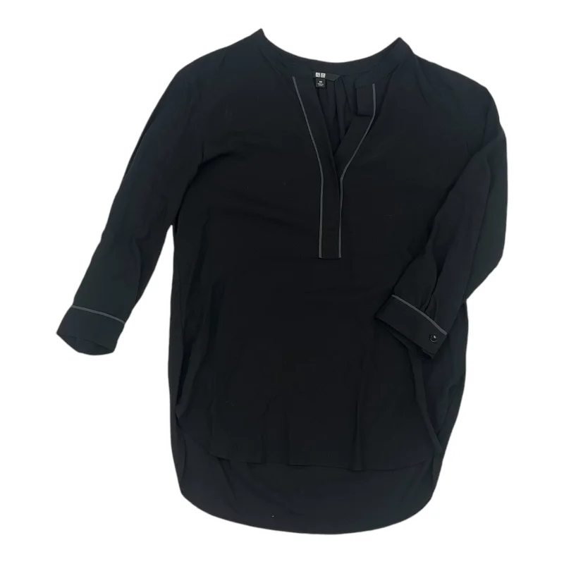 Top 3/4 Sleeve By Uniqlo In Black, Size:Xs