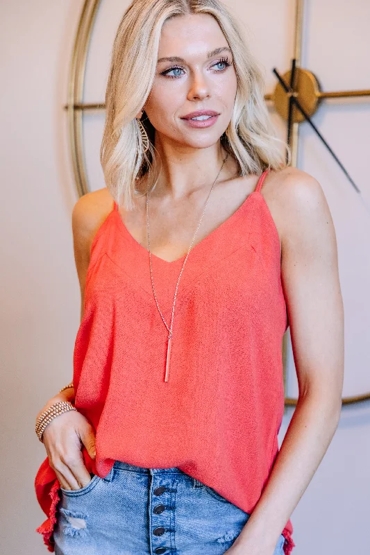 No Limits Coral Orange Linen Tank