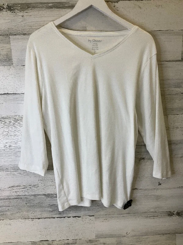 Top 3/4 Sleeve Basic By Chicos In White, Size: Xl