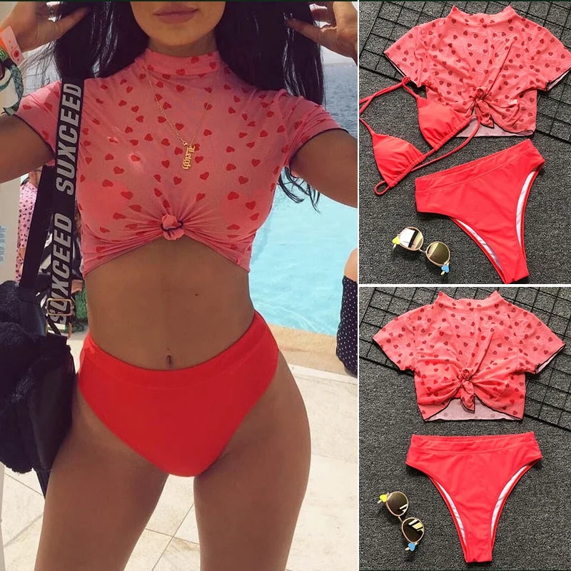 In-X 3 piece swimsuit women Sexy High waist bikini push up