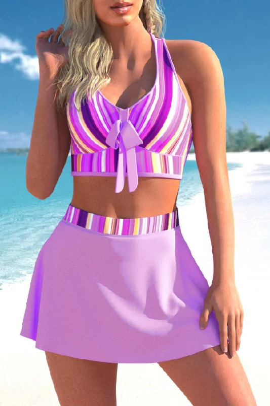 Plus Size Purple Ombre Cross Strap Bikini Set