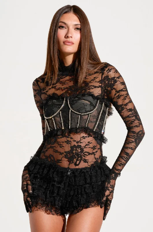 MOMENTS IN TIME GLOVED LACE BODYSUIT