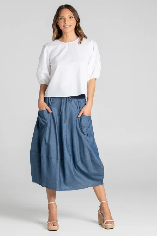 Blue Chambray Guru Skirt By Boom Shankar