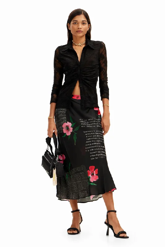 Text Slip Midi Skirt By Desigual