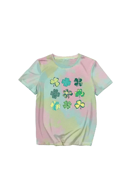 Tie-dye Clover Printed T-shirt