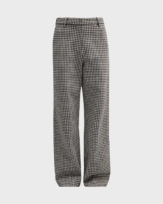 High-Rise Gingham Straight-Leg Trousers