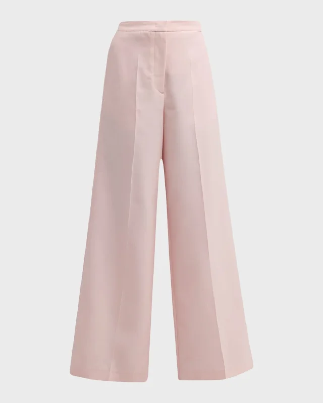 High-Rise Wide-Leg Wool-Silk Trousers