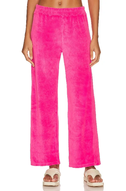 Terry High Waist Flare Pant In Azalea