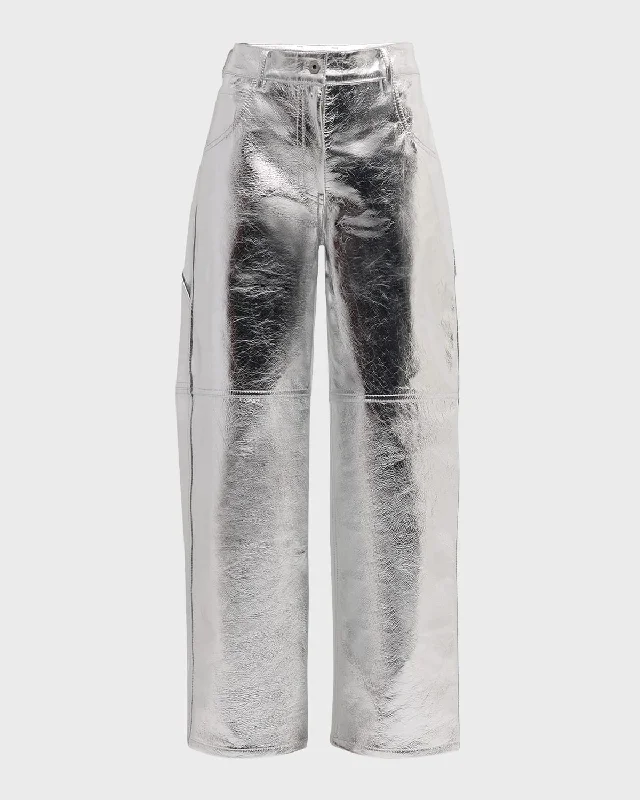 The Sterling Metallic Leather Pants