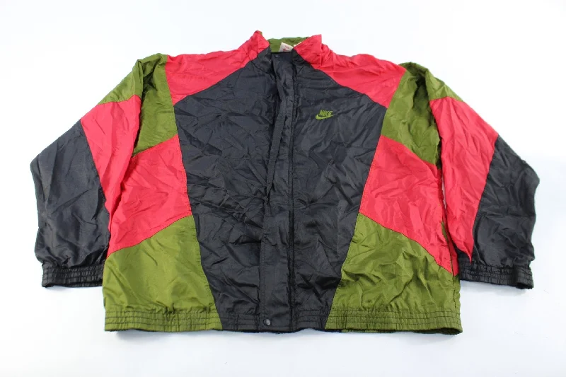 90's Nike Embroidered Logo Black, Red & Green Zip Up Jacket