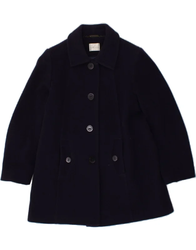 EASTEX Womens Overcoat UK 12 Medium Navy Blue Virgin Wool