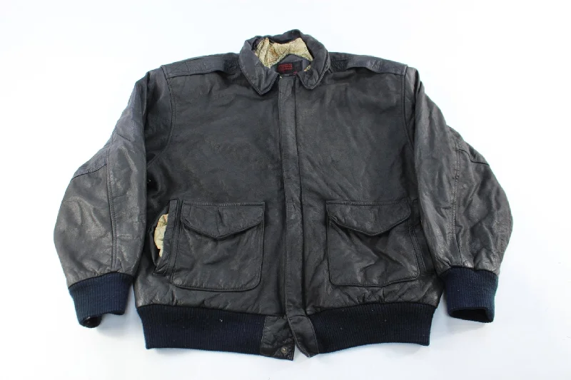 General Clothing Company Black Leather Zip Up Jacket