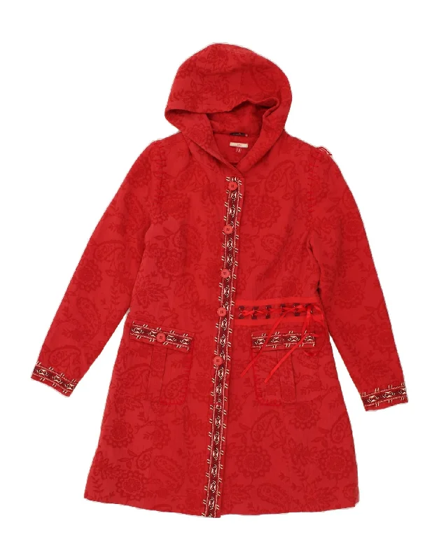 JOE BROWNS Womens Hooded Overcoat UK 14 Large  Red Paisley Cotton