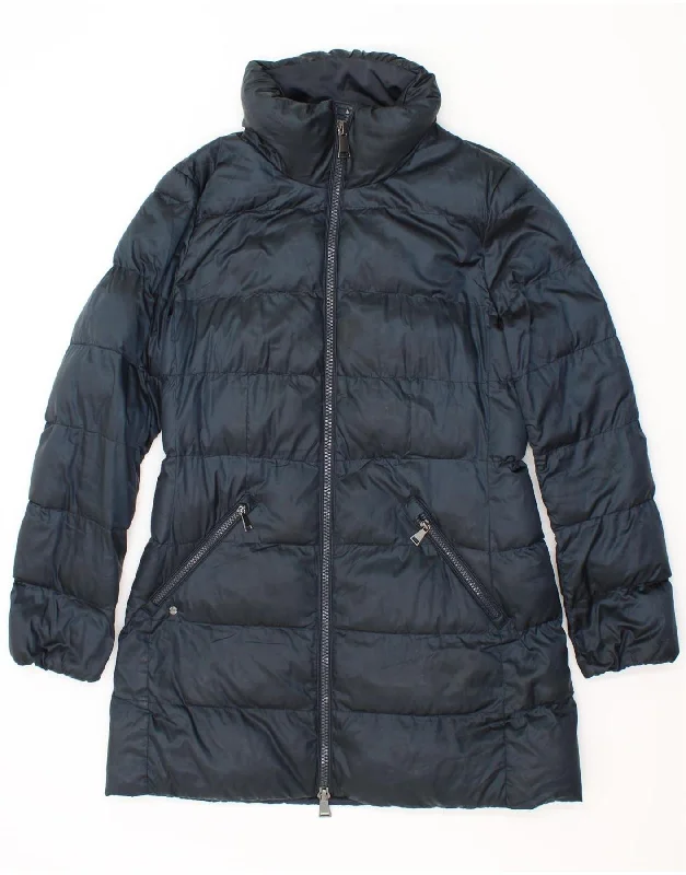 MASSIMO DUTTI Womens Padded Coat UK 14 Medium Navy Blue Polyamide