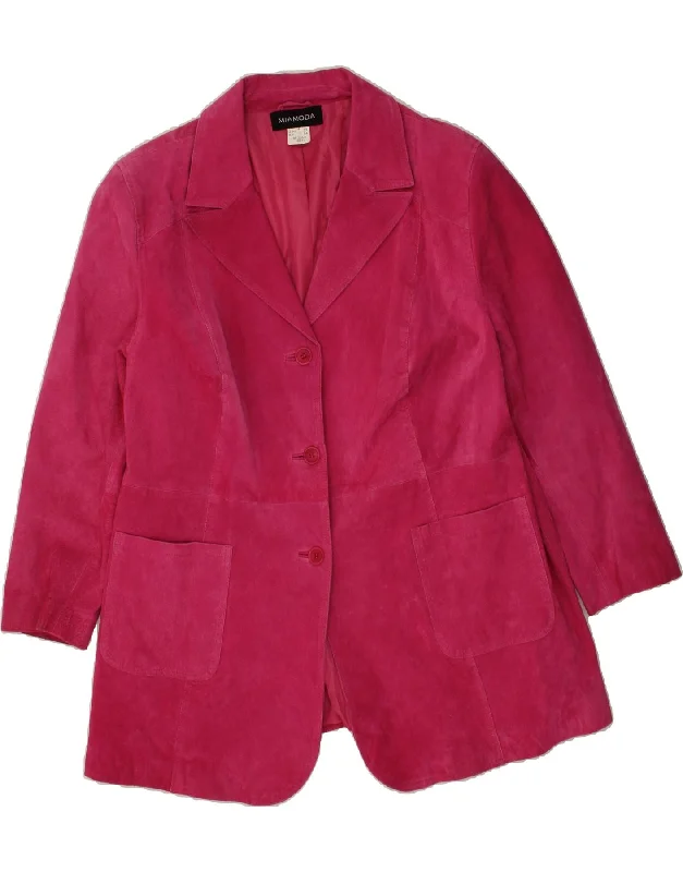 MIAMODA Womens Suede Overcoat IT 52 2XL Pink Leather