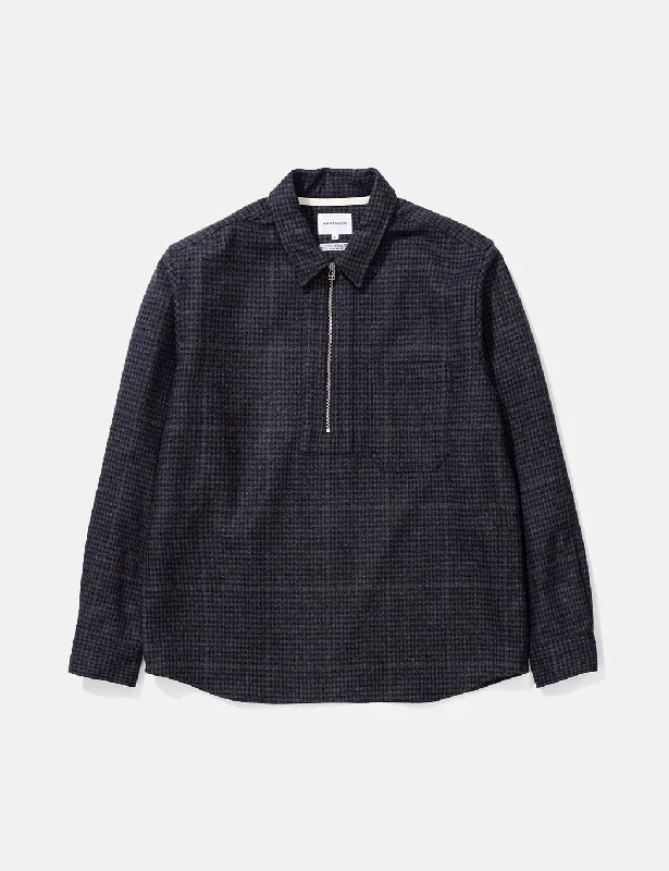 Norse Projects Elof Wool Shirt - Dark Navy Check