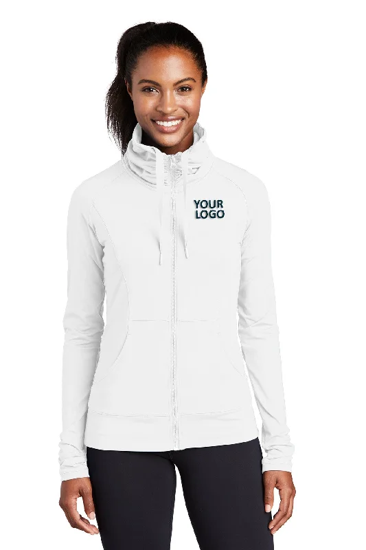 Sport-Tek Ladies Sport-Wick Stretch Customized Full-Zip Jackets, White