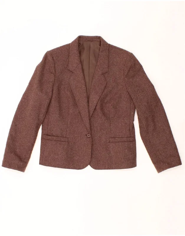 ST MICHAEL Womens 1 Button Blazer Jacket UK 14 Medium  Brown Wool