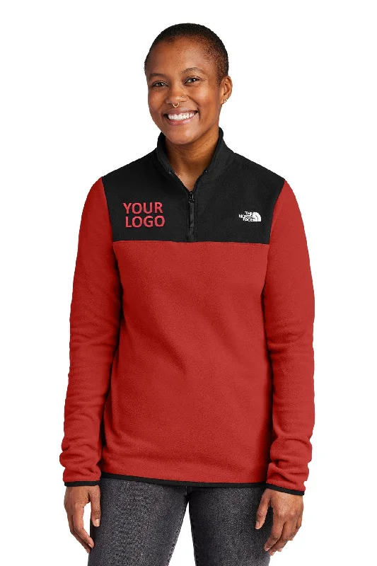 The North Face Ladies Glacier 1/4-Zip Fleece, Rage Red / TNF Black