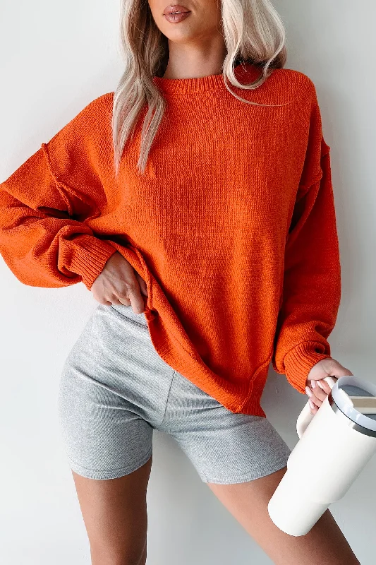 Favored For Fall Oversized Sweater (Coral Orange)