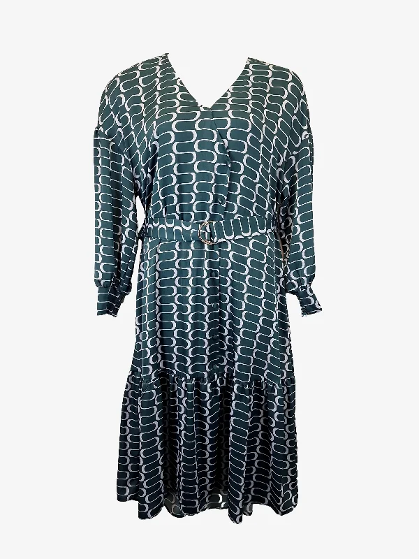 Basque Emerald Dreamy Winter Belted Midi Dress Size 14