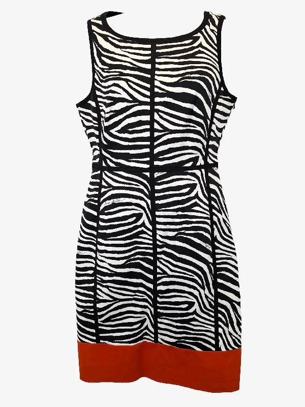 Karen Millen Tailored Zebra Pencil Midi Dress Size 10