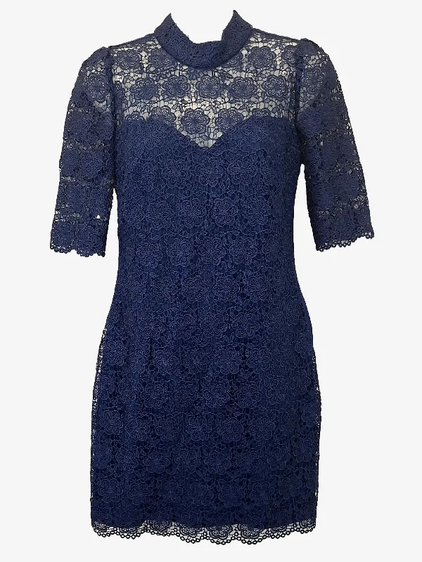 Review Dainty Lace High Neck Midi Dress Size 6