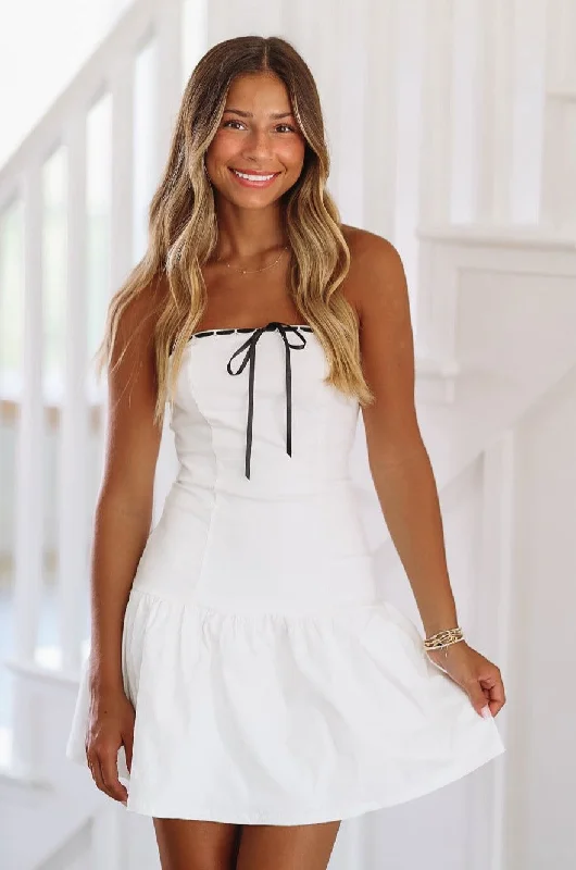 Crowd Favorite Mini Dress - White and Black