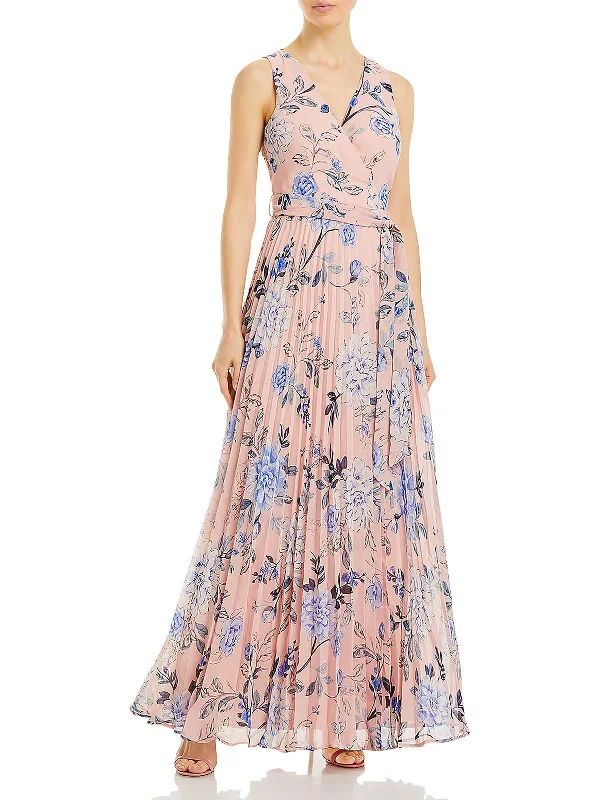 Womens Chiffon Floral Maxi Dress