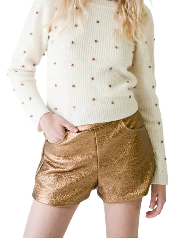 Amy Coated Shorts In Gold