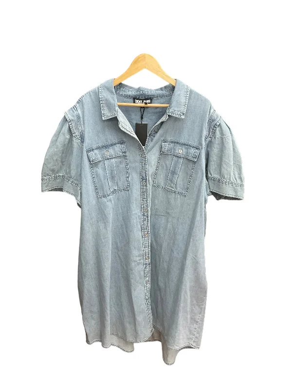 Blue Denim Blouse Short Sleeve Dkny, Size 3x