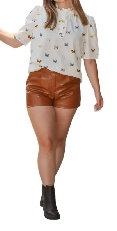 Dani Faux Leather Shorts In Dessert