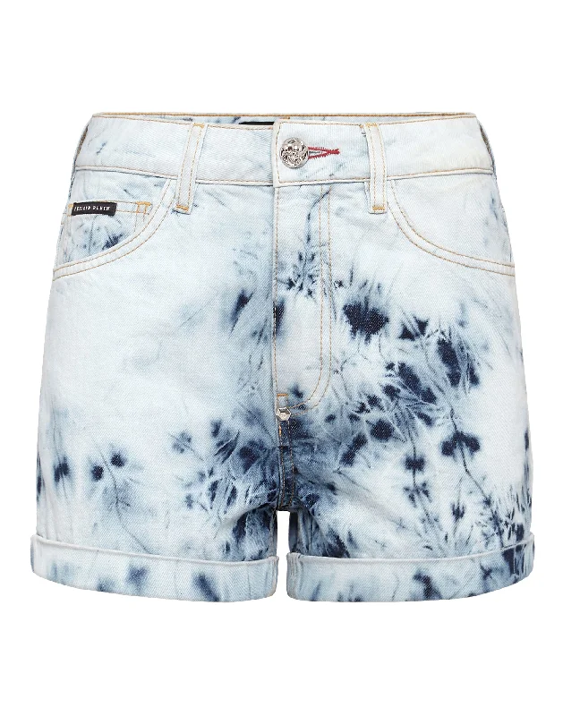 Denim High waist Hot pants Bleached