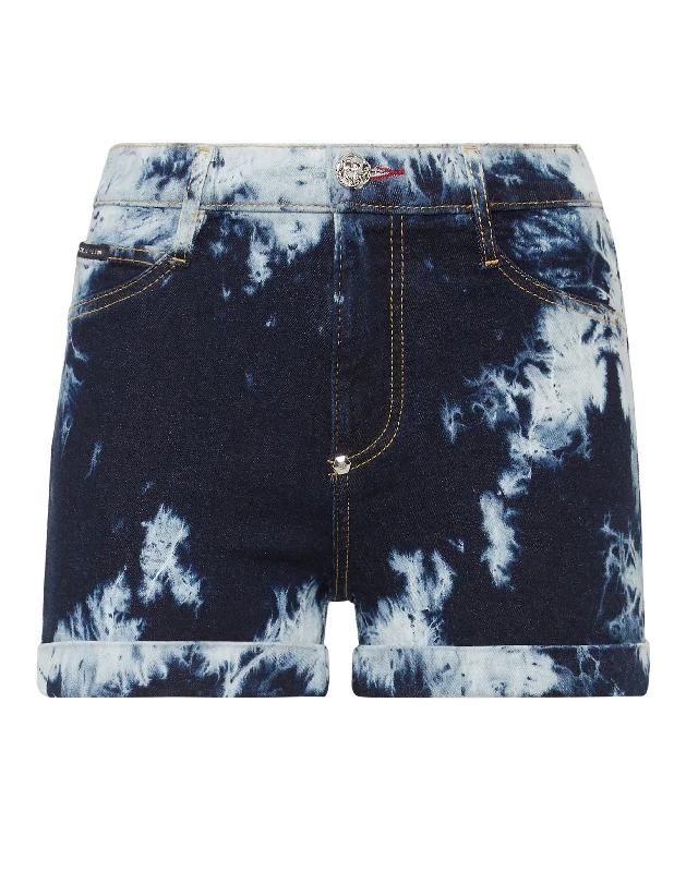 Denim High waist Hot pants Bleached