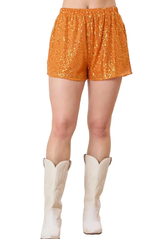 Game Day Sequins Shorts In Orange