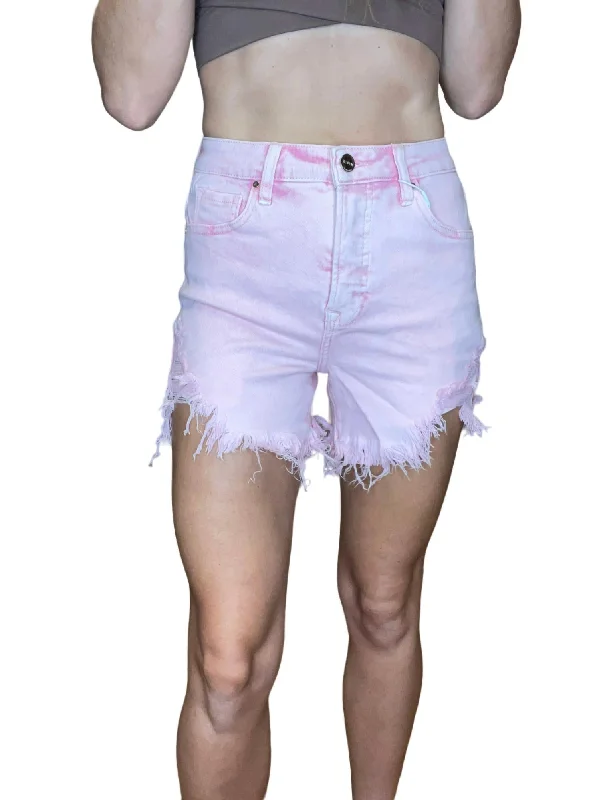 High Rise Shorts In Pink Wash