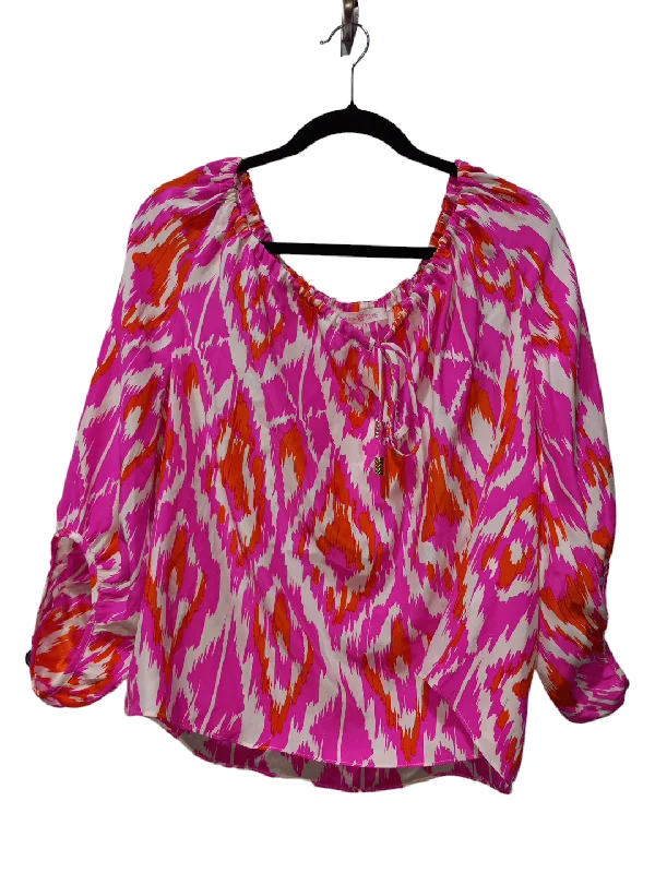 Multi-colored Blouse 3/4 Sleeve Clothes Mentor, Size S