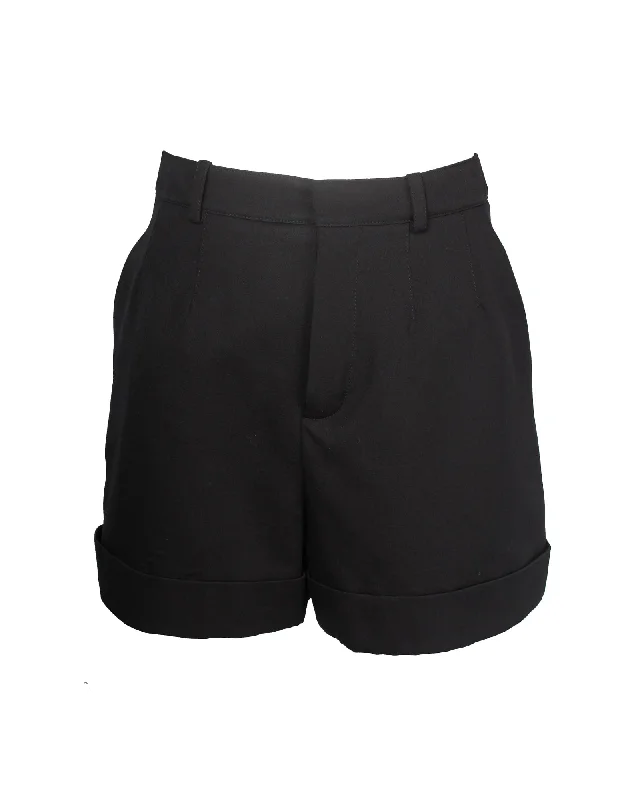 Saint Laurent Tailored Mini Shorts in Black Wool