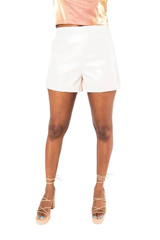 Vince Vegan Leather Shorts In Ecru