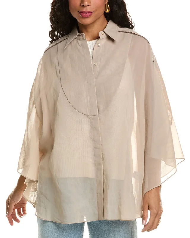 Brunello Cucinelli Organza Poncho Top