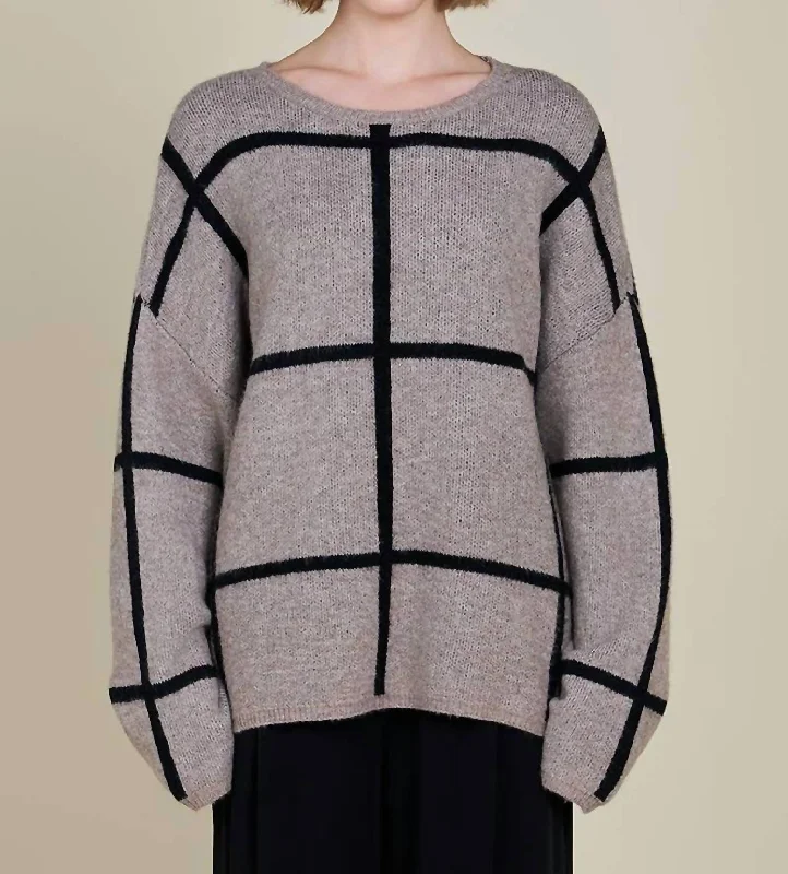 Grid Sweater In Greige