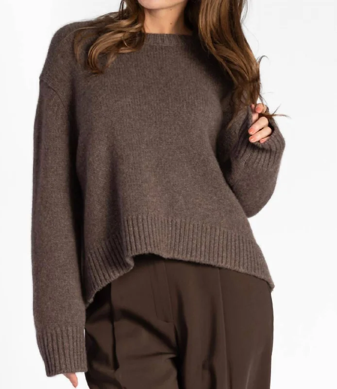 Heavy Classic Crew Neck Sweater In Truffle