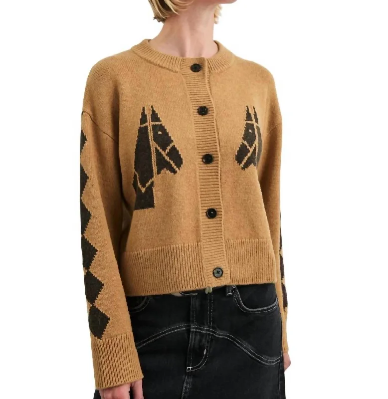 Mavie Cardigan In Camel Stables