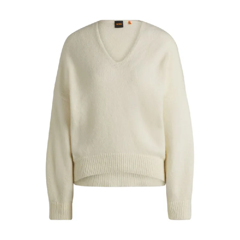 Relaxed-fit sweater with V neckline