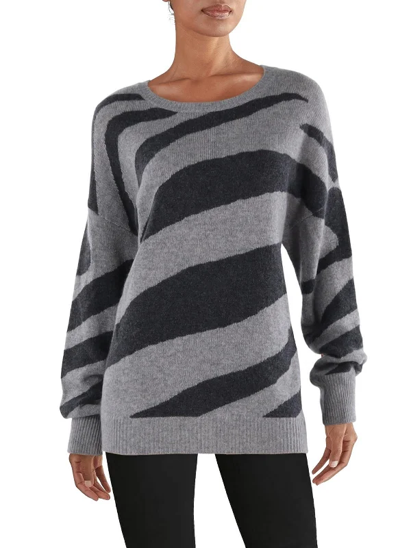 Womens Cashmere Striped Pullover Sweater