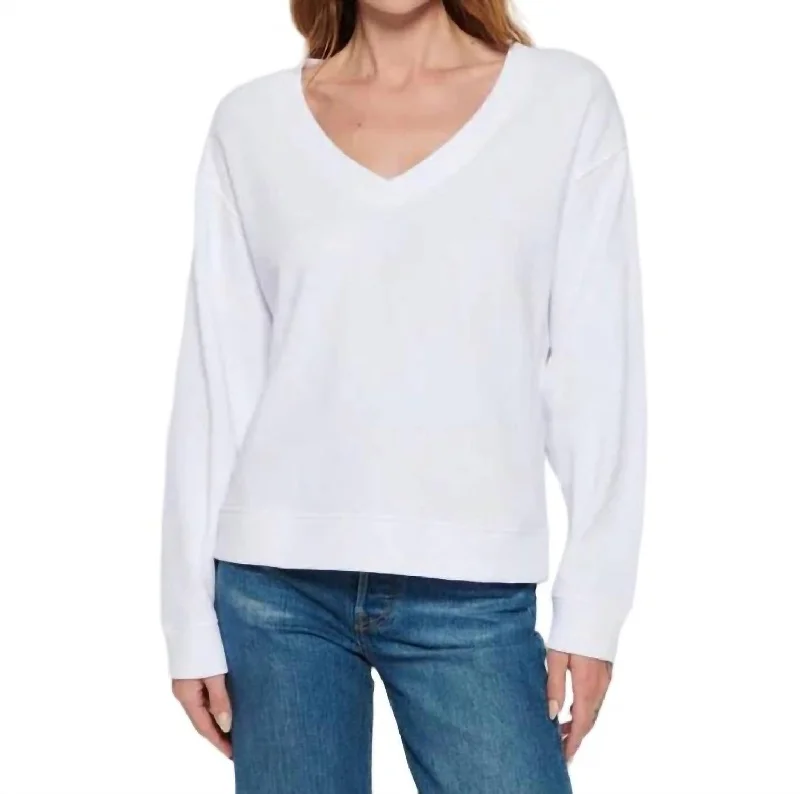 Wyatt Oversized V-Neck Top In White